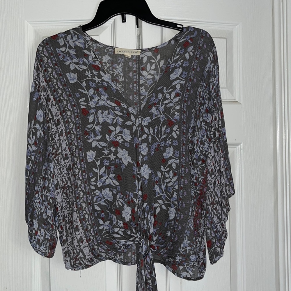 Floral blouse with tie front